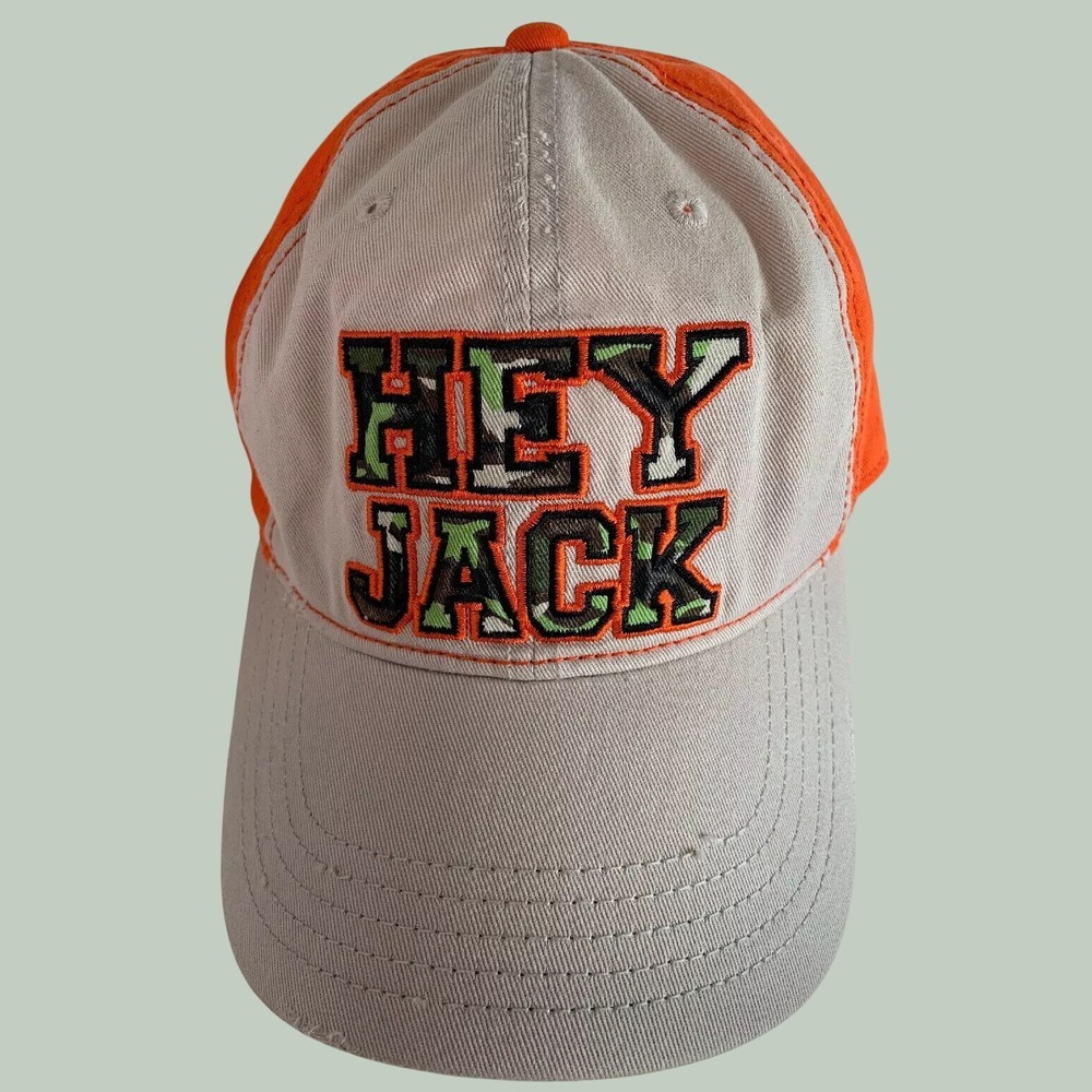 Duck Dynasty Hey Jack Hat Mens Orange Tan Camo Embroidered Adjustable Cap A&E